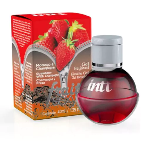Gel Beijável Relaxante Aquece Morango Champagnhe Fruit 40ml
