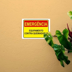 Placa de Sinalização Emergência Equipamento Contra Queimadur - SigmaDecor