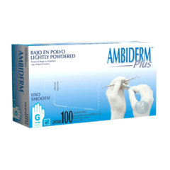 Guantes Ambiderm De Latex Plus Para Exploracion No Esteril C/100