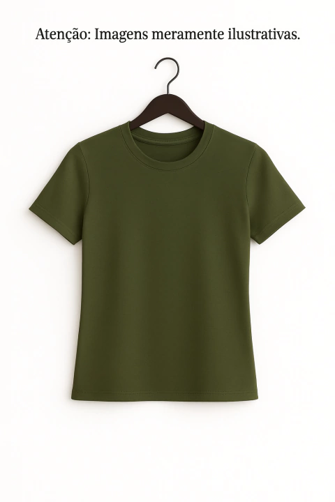 Camiseta Feminina Verde Musgo - 100% Algodão - Pacote 10 unidades - comprar online