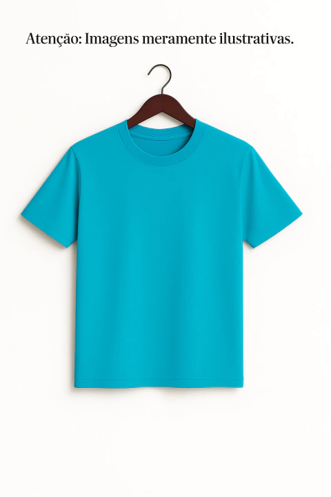 Camiseta Masculina Azul Turquesa - 100% Algodão - Pacote 10 unidades - comprar online