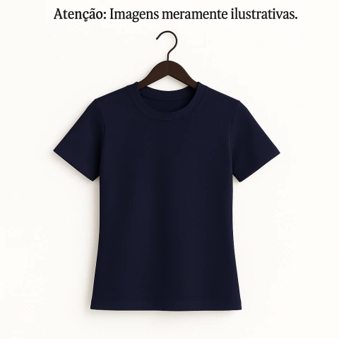 Camiseta Feminina Baby Look Azul Marinho - 100% Algodão - Pacote 10 unidades - comprar online