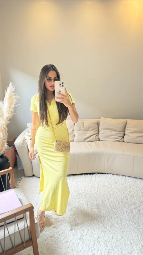 VESTIDO CANELADO GOLA POLO - comprar online