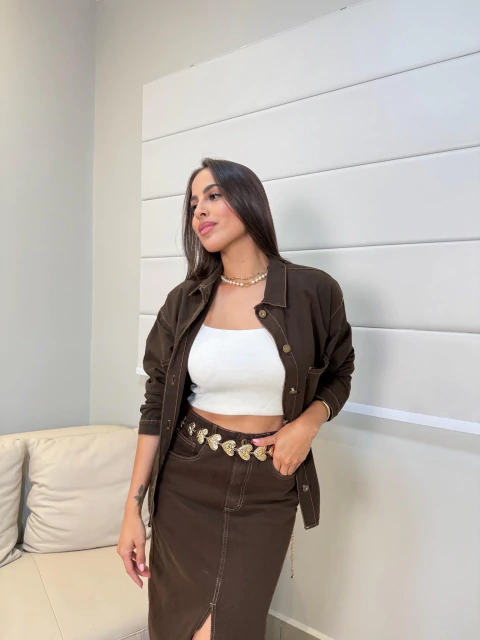 CAMISA BOTÕES MARROM