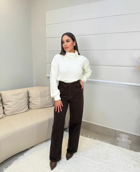 CALÇA JEANS WIDE LEG MARROM - comprar online