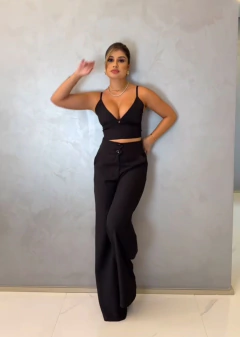 Conjunto Bia Cropped e Pantalona Preto - loja online