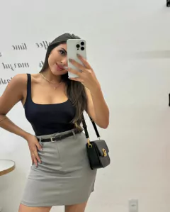 Saia Cinza Corte em Alfaitaria - comprar online