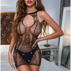 Mini Vestido Lingerie Sexy com Brilho