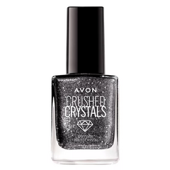 Esmalte Avon Crushed Crystals na cor Preto Crystal, 10ml, com brilho de cristais.