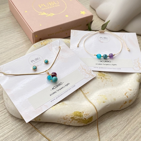 Conjunto collar, aretes y pulsera signo Zodiacal - comprar en línea