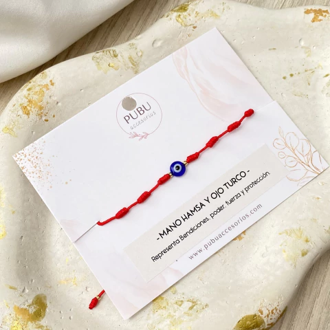Pulsera Ojo Turco Rojo Más 7 Nudos. - comprar en línea