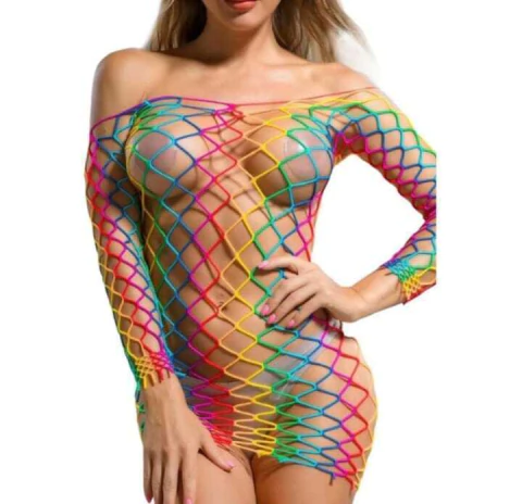 Vestido Arrastão Colorido