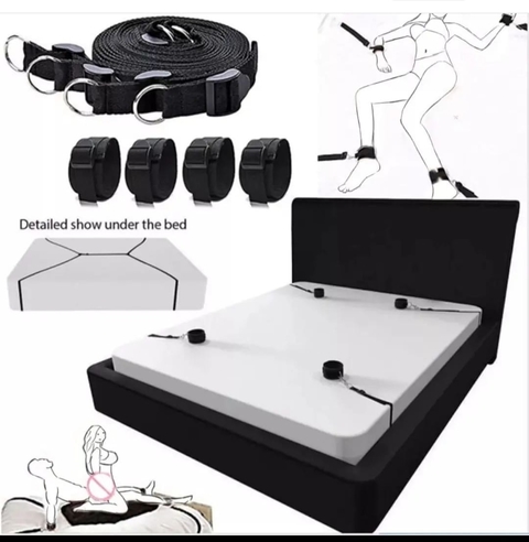 Fetiche Kit bondage separador de pulso e tornozelo com fecho para colchão