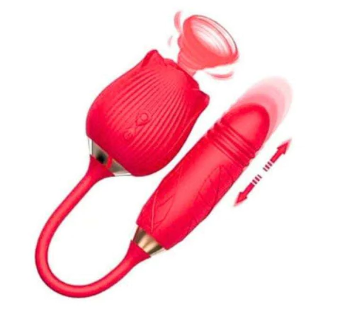 Vibrador Formato de Rosa com 10 Modos de Vibração, Vai e Vem e Pulsação