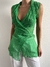 Blusa Seda Verde Plissada - Tordo Brechó