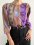 Blusa Vintage Roxa Estampada