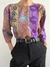 Blusa Vintage Roxa Estampada na internet