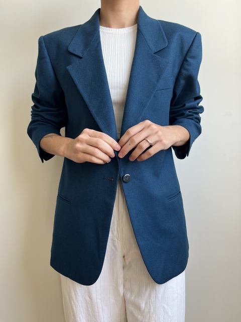 Blazer Pierre Cardin Azul Petróleo Lã