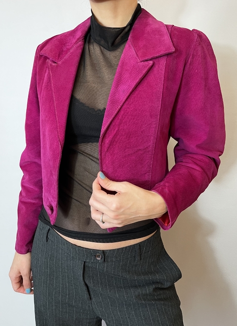 Jaqueta vintage camurça fúcsia - comprar online