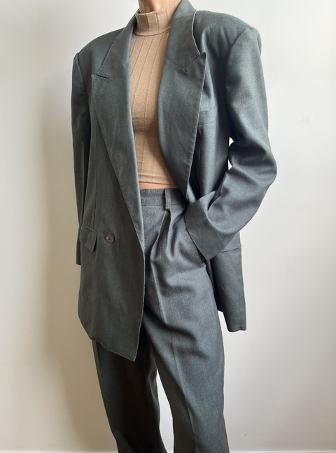 Costume vintage linho misto verde