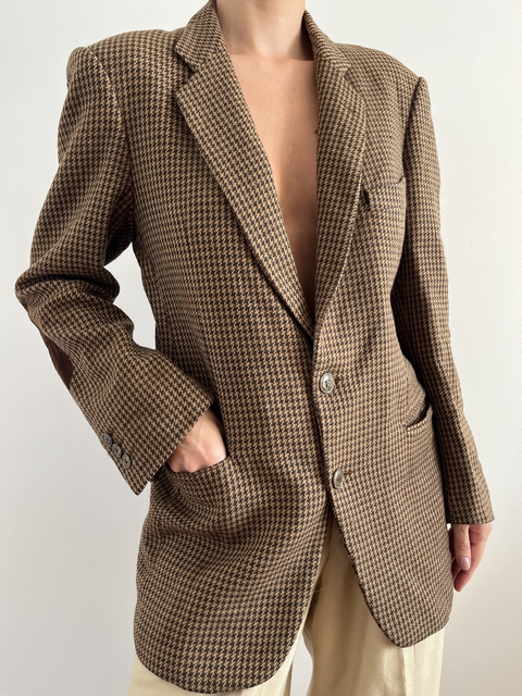 Blazer Lã Pied Poule Marrom - comprar online