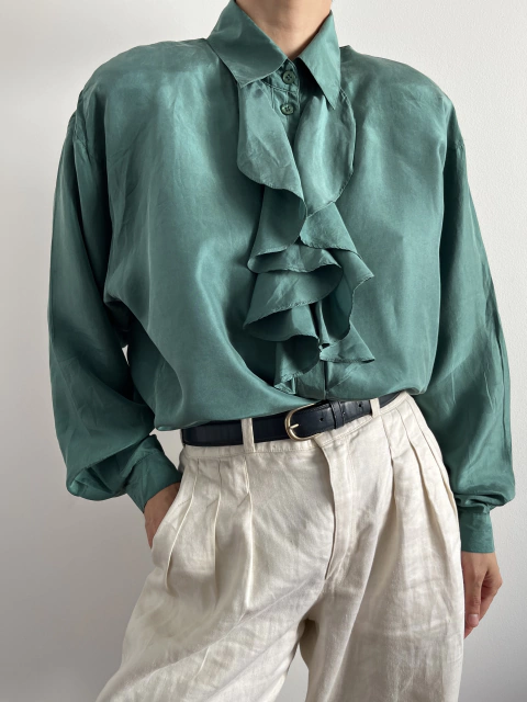 Camisa Seda Pura Verde