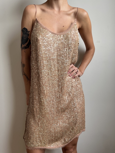 Vestido Animale Seda Paetês