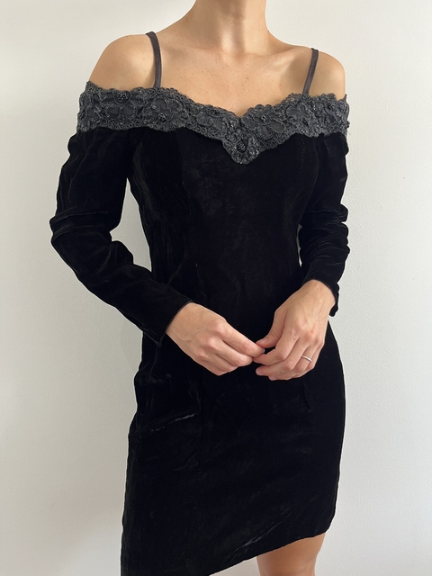 Vestido Vintage Veludo Preto