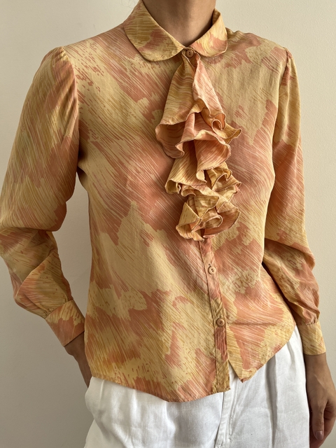 Camisa Vintage Seda Babados