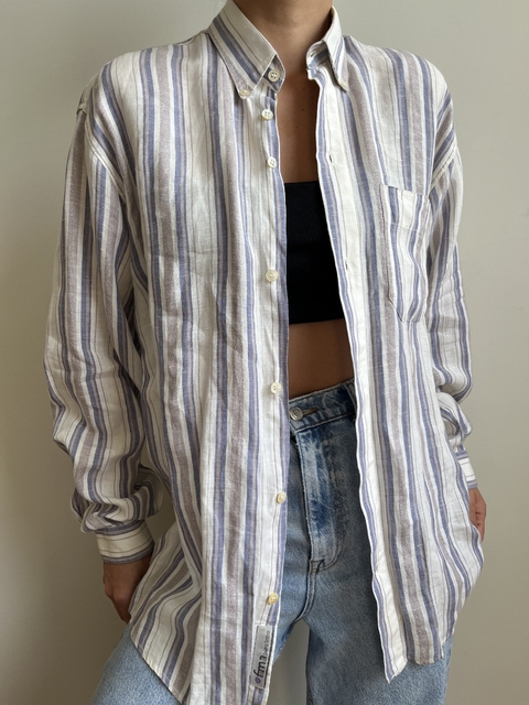 Camisa linho puro listrada