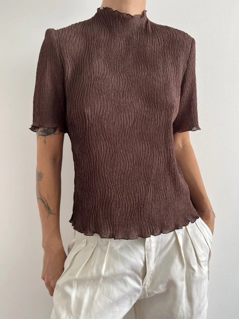 Blusa Vintage Plissada