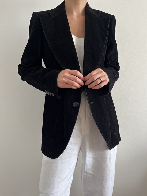 Blazer Veludo Cotelê Preto