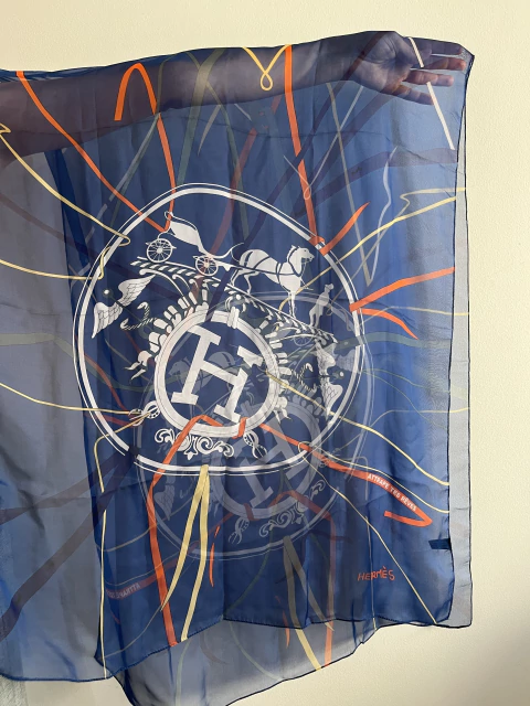 Echarpe Hermès Seda Azul