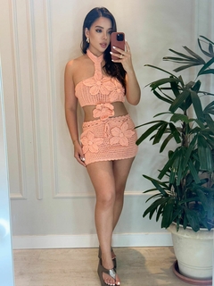 Vestido crochê flores