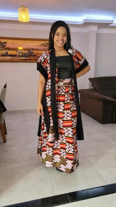 Conjunto Afro Kimono Nefertari +Saia Rainha de Saba