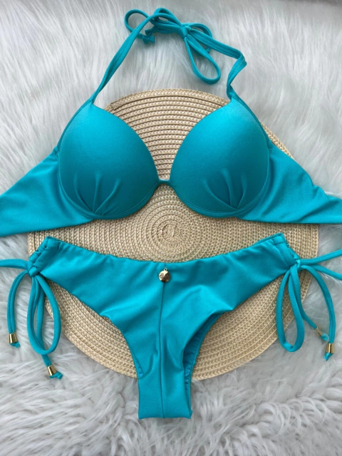 Top biquíni meia taça e Calcinha fio duplo regulável