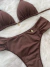 Biquíni Cortininha c/Tanga Marrom - comprar online