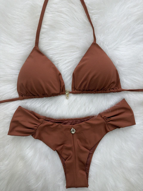 Conjunto top cortininha + calcinha fio duplo borboleta