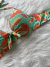 Biquíni meia taça verde folhas laranja, - comprar online