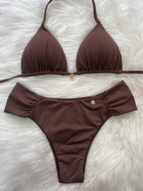 Biquíni Cortininha c/Tanga Marrom