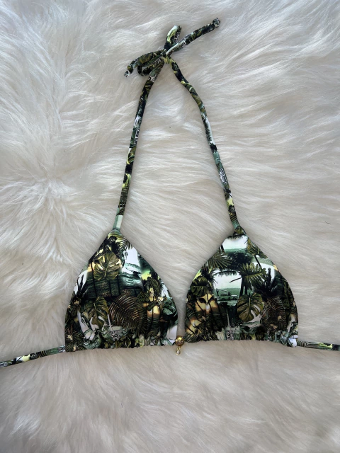 Top cortininha estampa verde com folhas verão 2026