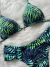 Conjunto biquíni cortininha c/ calcinha tanga fundo preto com folhas verde - comprar online