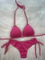 Conjunto top cortininha + calcinha regulável fio duplo lisa rosa pink