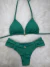 Conjunto top cortininha + calcinha fio duplo borboleta verde bandeira