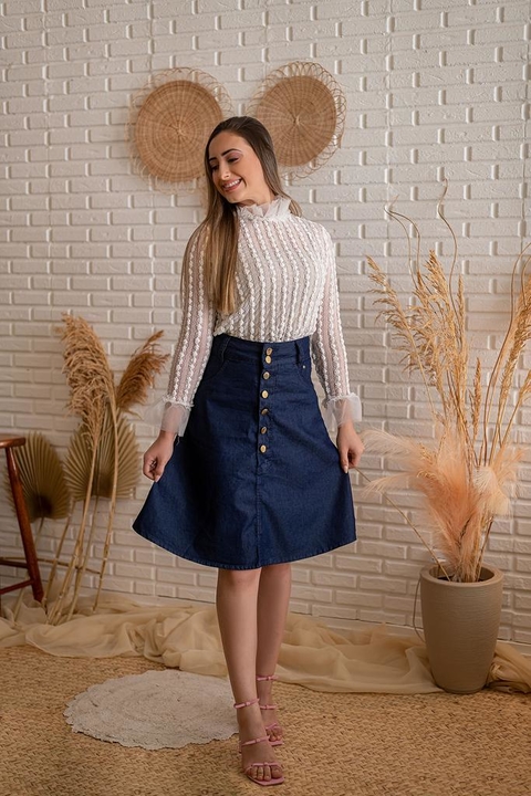 Saia Jeans Evasê