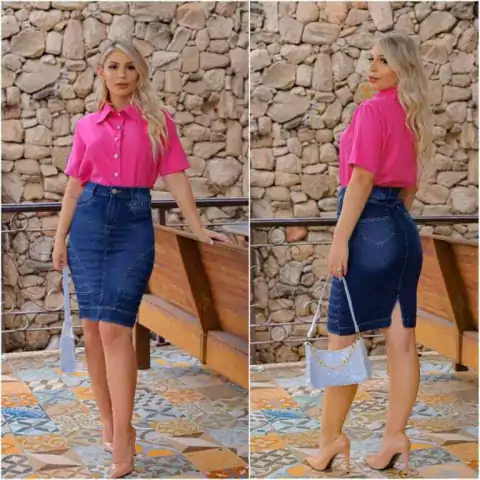 Saia Jeans Plus Size