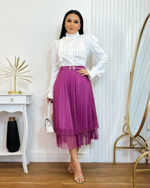 Saia Plissada Tule