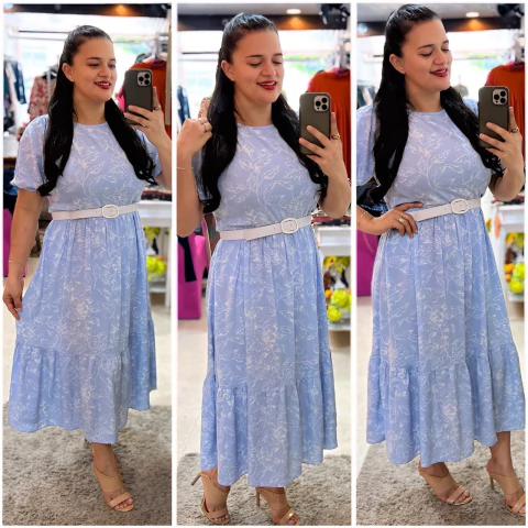 Vestido Viscolinho Azul