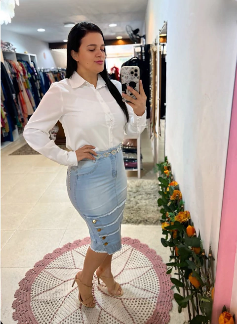 Saia Jeans Midi
