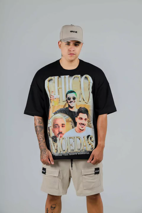 Camiseta Oversized Chico Moedas - Preto